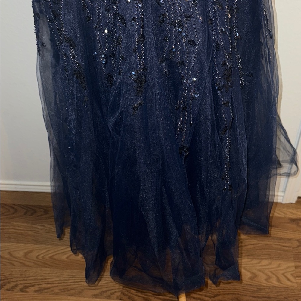 Mac Duggal Midnight Blue Sequin Midi Dress - Picture 6 of 7